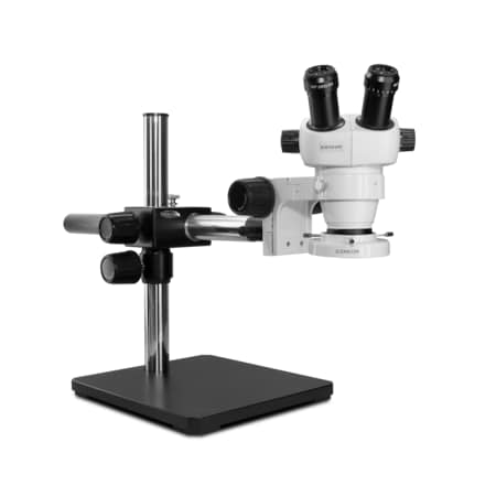 ELZ Stereo Zoom Microscope With Compact LED Light On Single Arm Stand